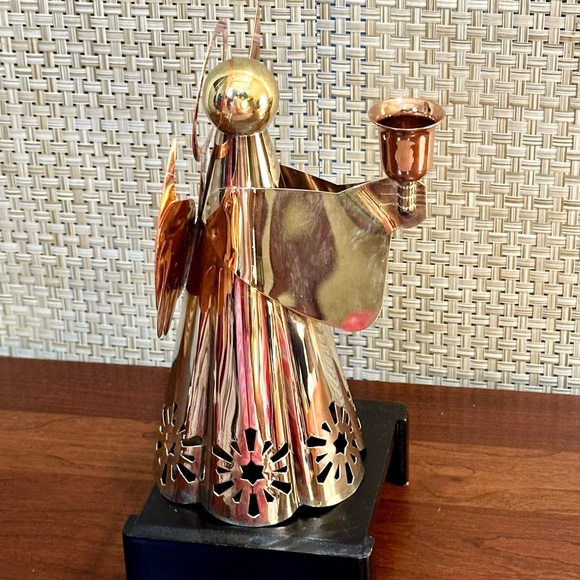 🎄🌟2xHP🌟VTG 1990s Copper & Brass Angel Candlestick Holder Home For Holidays - Picture 5 of 13